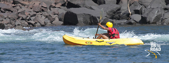 Kayaking on the rapids of the Kali river at Dandeli, Karnataka, India