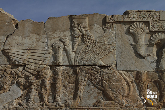 winged human faced lion guardian at persepolis, Iran