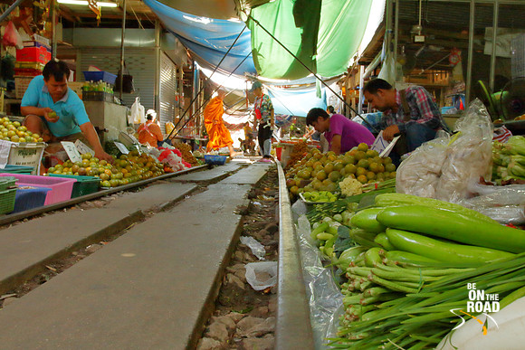 Mae Klong Railway Market also known as the Risky Market of Thailand
