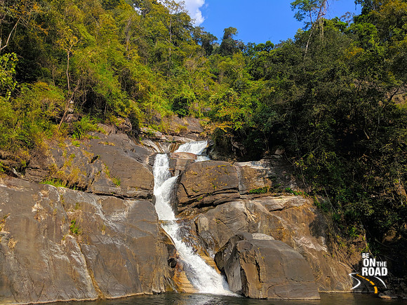 The gorgeous Meenmutty waterfall that flows through the dense tropical forests of the Western Ghats