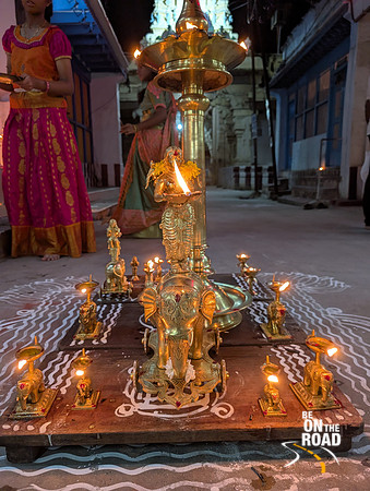 The traditional Yaanai vilakku (elephant lamp) shines brightly on Karthigai Deepam festival night