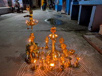 Lamps (vilakku) of all shapes and sizes spread light during Karthigai Deepam Festival