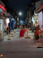 Lamps being lit for Karthigai Deepam Festival