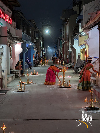 Lamps being lit for Karthigai Deepam Festival