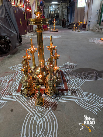 Gorgeous Kollams and Lamps during Karthigai Deepam in front of Adi Varaha Perumal Temple, Kallidaikurichi