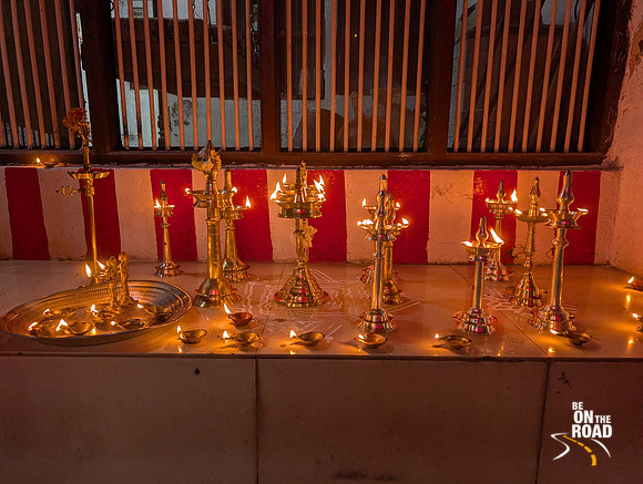 Variety of lamps being lit in the portico of houses at Kallidaikurichi