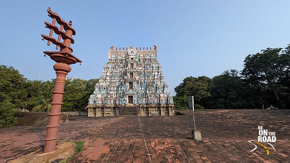 Stunning gopuram view from the roof at Thiruppudaimarudur Temple, Tamil Nadu