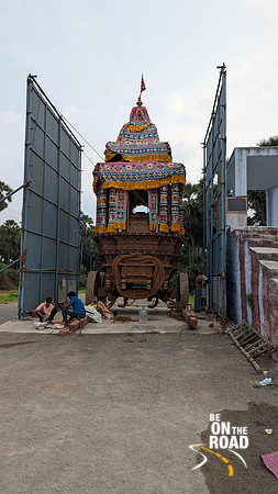 Colourful temple chariot getting ready for Thiruvathirai Festival at Chepparai Natarajar Temple