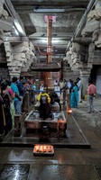 Maze of Rudraksha beads above Nandi Statue in Rajavallipuram Agneeswarar Temple