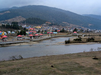 Mechuka view from the other bank of the Yargyap Chu river in Arunachal Pradesh