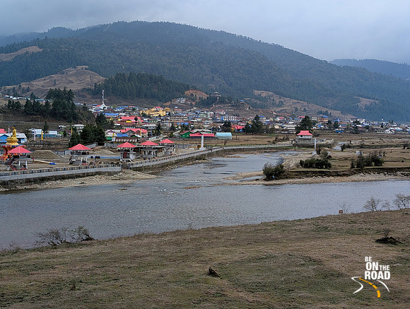 Mechuka view from the other bank of the Yargyap Chu river in Arunachal Pradesh