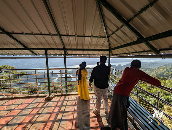 Enjoying the view of Thenmala Dam from Rosemala View point, Kerala