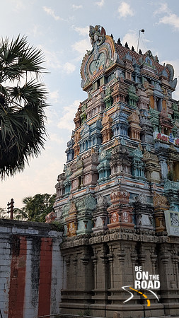 Colourful gopuram at Ammainathar Temple, Cheranmahadevi