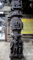 Intricate sculptures on pillars of Ammainathar Temple, Cheranmahadevi