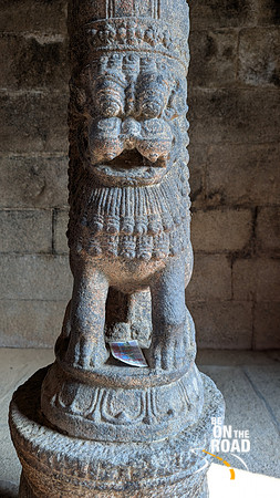 Extraordinary Yali pillar seen as soon as you enter the Bhaktavatsala Perumal temple