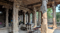 Amazing stone pillars with bas reliefs, sculptures and carvings at Bhaktavatsala Perumal temple