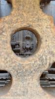 Amazing sculpture of Narasimha as seen from the jaali stone window at Bhaktavatsala Perumal temple, Cheranmahadevi