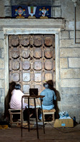 Artians carve wooden door at Thirukkurungudi Perumal temple