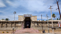 At the entrance of the Nindra Nambi Perumal temple at Thirukkurungudi, Tamil Nadu