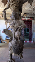 Beautiful sculptures in front of the entrance to the Thirukkurungudi temple mutt