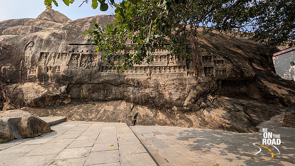 The Jain temple bas reliefs above Vettuvan Koil, Kazhugumalai