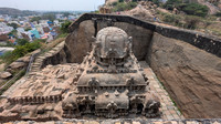 Beautiful carvings on the rock cut monolithic temple of Vettuvan Koil at Kalugumalai