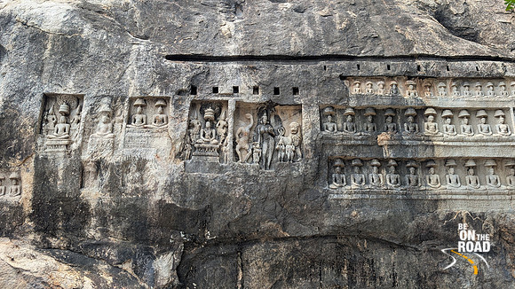 Painstakingly carved Jain bas reliefs on Kalugumalai hill walls