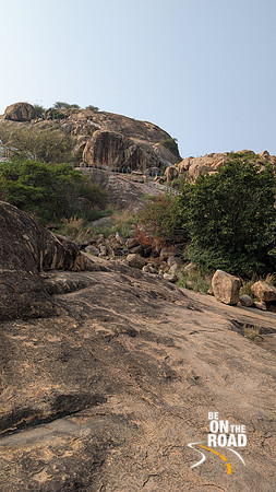 Steep climb to the top of Vettuvan Koil hill complex