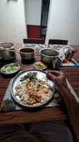 Delicious Anna Saaru with veggies, eggs, ghee and fresh cucumber - heaven during the rains