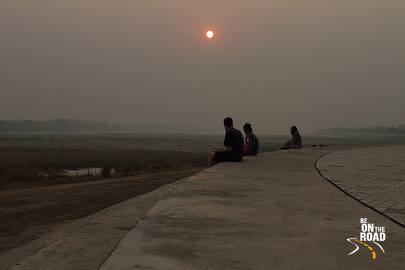 Hazy Sunset over the Mekong River at Vientiane, Laos