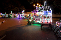 Dazzling carts light up near the Sultan's palace at Yogyakarta, Indonesia