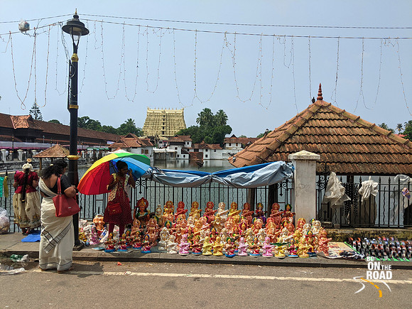 Colurful statues of gods on sale in front of Padmanabha Swamy Temple, Thiruvananthapuram