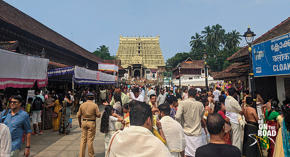 Following appropriate dress code while entering the famous Padmanabha Swamy Temple of Thiruvananthapuram, Kerala
