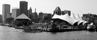 A Baltimore Inner Harbour view set in monochrome
