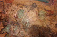 Women painted on the walls of Badami cave temple, Karnataka