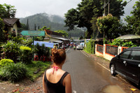 Enjoying a cold rainy day at Songoriti village near Batu, Indonesia
