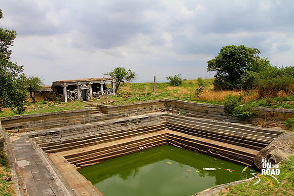 Ruins of Temple and Temple Pond on top of Chandrayana Betta