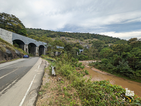 Aryankavu 13 arch railway viaduct and the Kallada River, Kerala