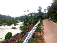 Thiruparappu Waterfalls seen in the yonder while traveling on this local village road