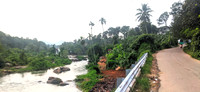 Thiruparappu Falls and the Kodayar river seen from the highway