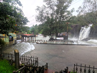 Kodayar river tumbles at Kulasekharam to form Thiruparappu Falls
