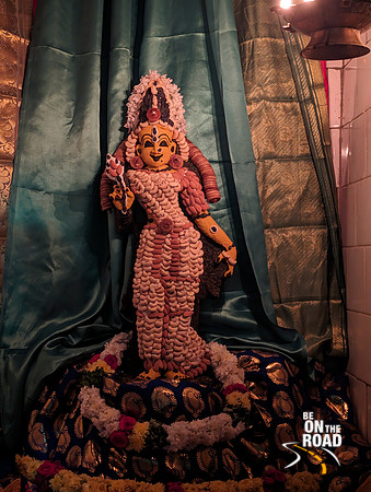 Goddess Sivagami decked up in dry fruits on Thiruvatharai Festival evening