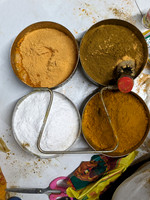 All the powders kept reading for the abhishekham and bathing the gods