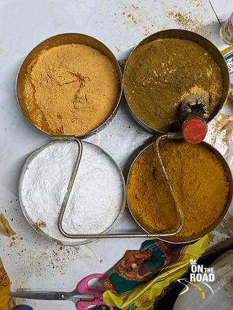 All the powders kept reading for the abhishekham and bathing the gods