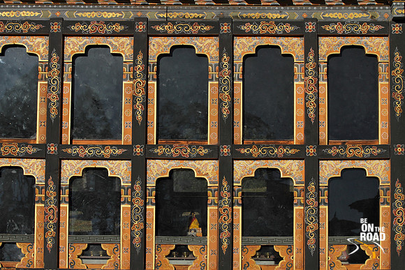 Windows on a temple at Dochu La, Bhutan