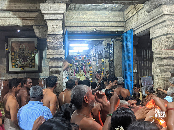 Lord Adi Varaha perumal on top of the Garuda Vahanam getting ready to give darshan to his devotees