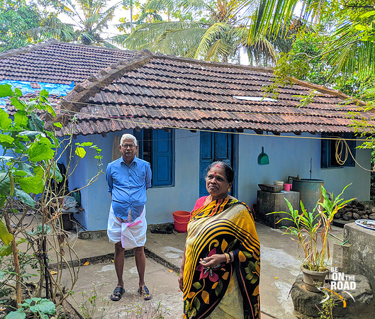 Gopi Mama and Chandrika Mami at their traditional plantation home in Pullode, Kerala
