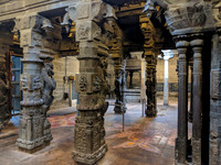 Beautiful pillars inside Nellaiappar Temple, Tirunelveli