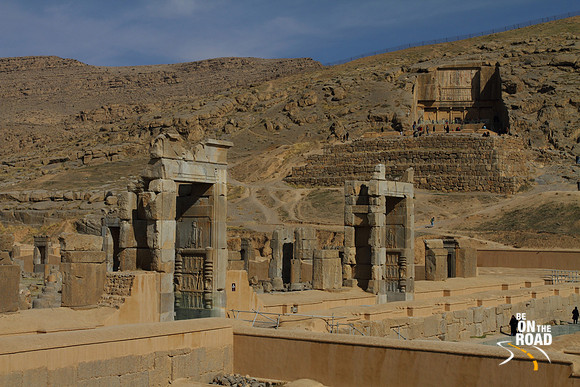 Persepolis landscape with the tomb of Darius the great in the background