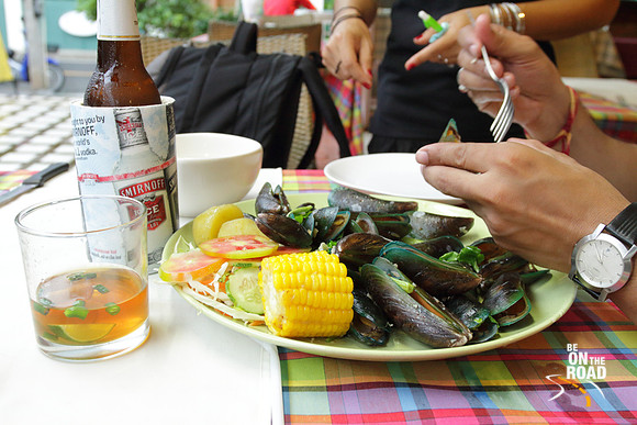 Exotic Seafood snack and a drink at Koh Samui